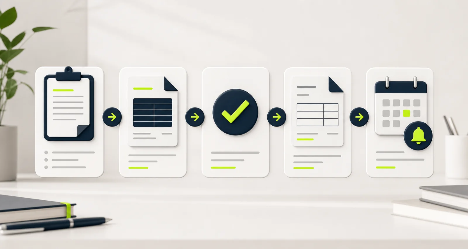 Proceso conectado desde una solicitud hasta el presupuesto, aprobación, factura y recordatorio