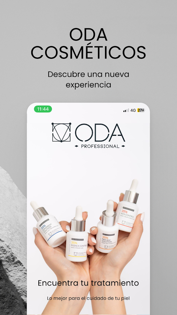 Inicio de la app ODA Cosméticos