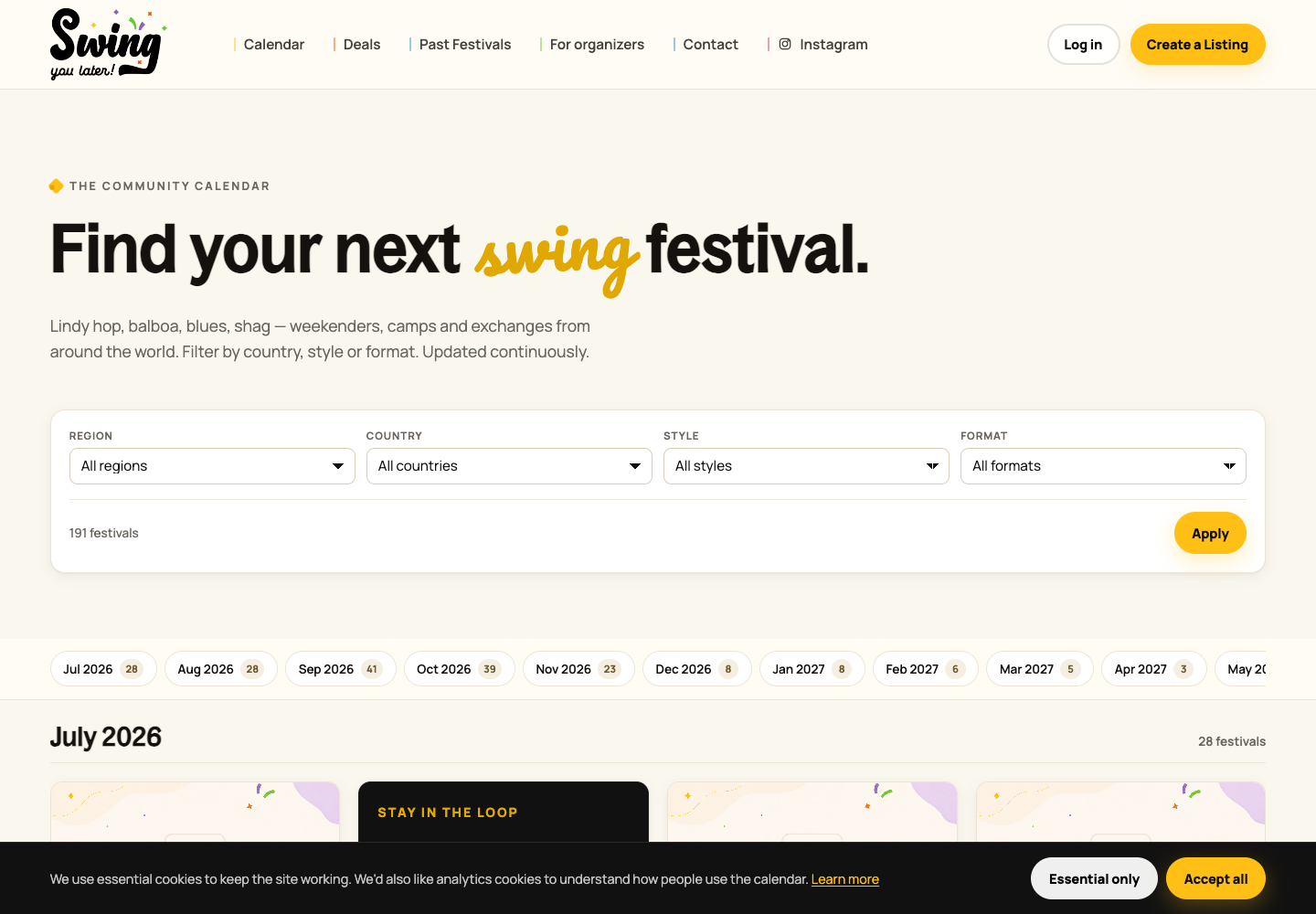 Calendario internacional de Swing You Later