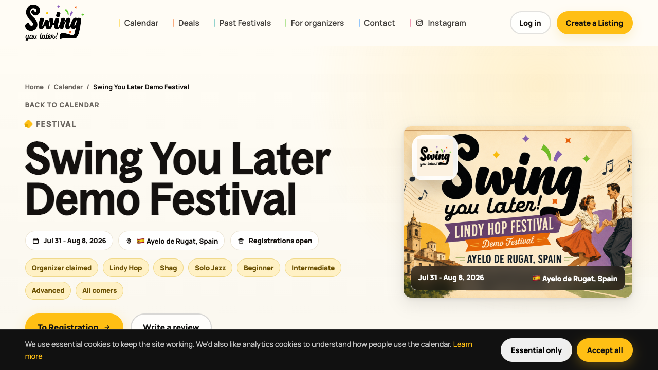 Ficha de festival en Swing You Later